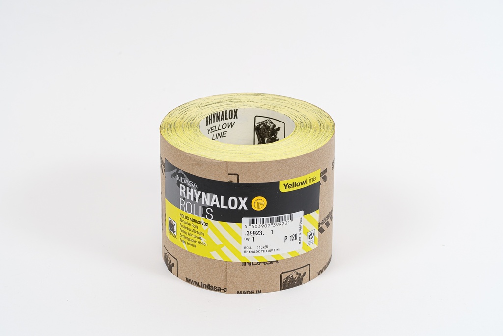 ROLLO LIJA G 120 115 MM x 25 M YELLOW LINE
